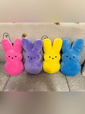Peeps Bunny Plush Pillow Set (4) Large Easter Peep Decor Decorations